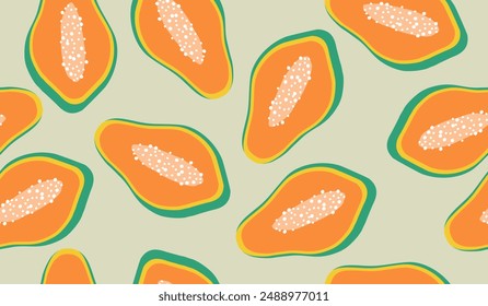Cute papaya fruits pattern background vector design