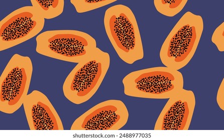 Cute papaya fruits pattern background vector design