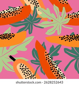 Cute papaya fruits pattern background vector design