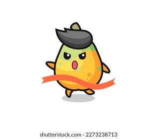cute papaya illustration is reaching the finish , cute style design for t shirt, sticker, logo element