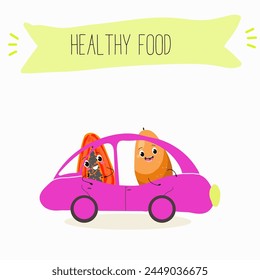 Cute papaya, pitahaya characters, funny fruits, characters with different activities. Flat vector illustration. Organic food, healthy food, illustrations for kids menu, invitations.