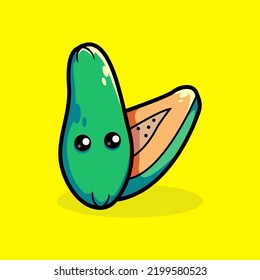 Ilustración de icono del vector de dibujos animados de papayafruit. Concepto de icono de la naturaleza animal. Premium aislado