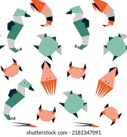 Cute paper animals in bright colors! Patterns is vector, scalable, editable and high-resolution for web and print use. 