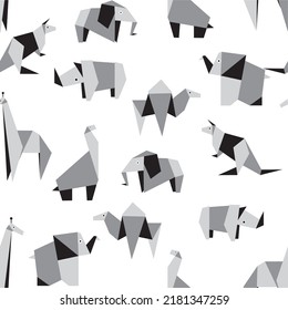Cute paper animals in bright colors! Patterns is vector, scalable, editable and high-resolution for web and print use. 