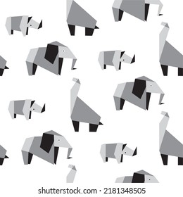 Cute paper animals in bright colors! Patterns is vector, scalable, editable and high-resolution for web and print use. 
