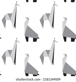 Cute paper animals in bright colors! Patterns is vector, scalable, editable and high-resolution for web and print use. 