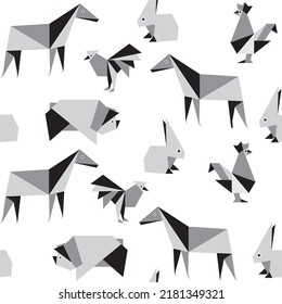Cute paper animals in bright colors! Patterns is vector, scalable, editable and high-resolution for web and print use. 