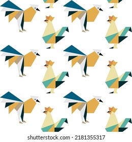 Cute paper animals in bright colors! Patterns is vector, scalable, editable and high-resolution for web and print use. 