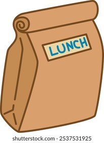 A cute paper bag lunch illustration.
