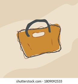 Cute paper bag vector in line style with pastel colors / warm colors.