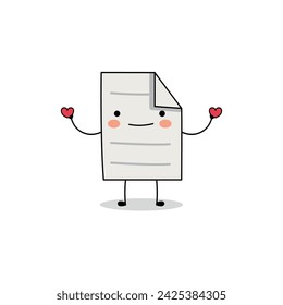 Cute paper cartoon character spreading love doodle