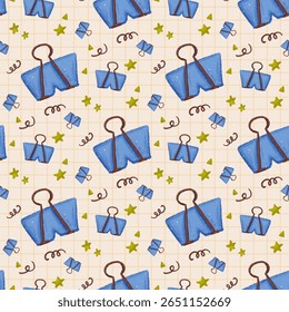 Cute Paper Clip Seamless Pattern School Edition Background Wallpaper