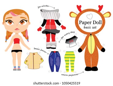 A cute Paper Doll. Cut and play. Vector illustration