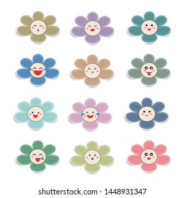 Cute paper flowers with a smiley face
