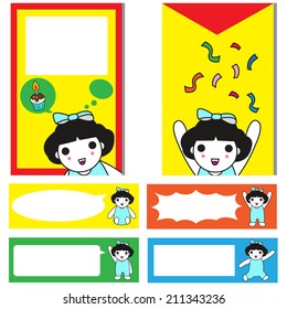 Cute paper letters and envelope illustration set