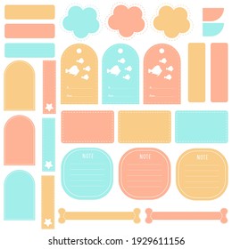 Cute paper note and printable. To do list template. Business organizer set. Simple page. Scrapbook and schedule collection. Banner design for message. Sticker memo. Vector illustration.