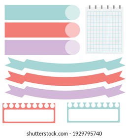 Cute paper note and printable. To do list template. Business organizer set. Simple page. Scrapbook and schedule collection. Banner design for message. Sticker memo. Vector illustration.