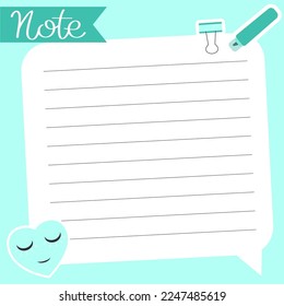 Cute paper note. Paper note template. Notes, memo and to do lists used in a diary or office. 