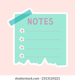 Cute paper notes in pastel colors. Stickers. Simple page. Stationary set. Notes and postcards for notes. Printable planner stickers. A note on the to-do list. Decorative element of planning. 