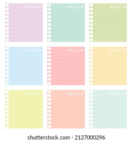 Cute paper notes. Stationary set. Scrapbook notes and cards.Printable planner stickers. To Do List note. Template for your message. Decorative planning element. Vector illustration.