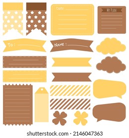 Cute paper notes. Stationary set. Scrapbook notes and cards.Printable planner stickers. To Do List note. Template for your message. Decorative planning element. Vector illustration.