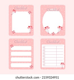 Cute paper notes. Stationary set. Scrapbook notes and cards.Printable planner stickers. To Do List note. Template for your message. Decorative planning element. Vector illustration.