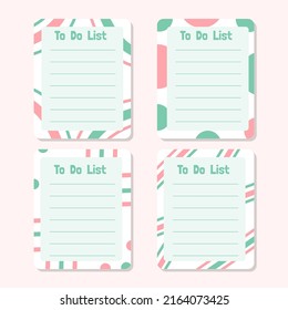 Cute paper notes. Stationary set. Scrapbook notes and cards.Printable planner stickers. To Do List note. Template for your message. Decorative planning element. Vector illustration.