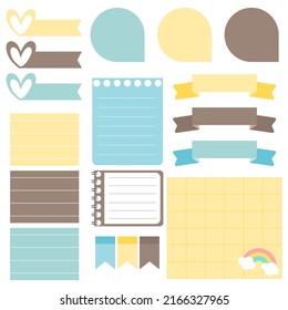 Cute paper notes. Stationary set. Scrapbook notes and cards.Printable planner stickers. To Do List note. Template for your message. Decorative planning element. Vector illustration.