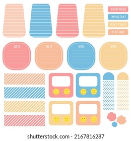 Cute paper notes. Stationary set. Scrapbook notes and cards.Printable planner stickers. To Do List note. Template for your message. Decorative planning element. Vector illustration.