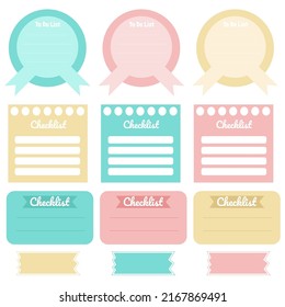 Cute paper notes. Stationary set. Scrapbook notes and cards.Printable planner stickers. To Do List note. Template for your message. Decorative planning element. Vector illustration.