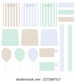 Cute paper notes. Stationary set. Scrapbook notes and cards.Printable planner stickers. To Do List note. Template for your message. Decorative planning element. Vector illustration.