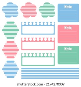 Cute paper notes. Stationary set. Scrapbook notes and cards.Printable planner stickers. To Do List note. Template for your message. Decorative planning element. Vector illustration.