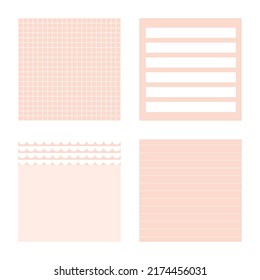 Cute paper notes. Stationary set. Scrapbook notes and cards.Printable planner stickers. To Do List note. Template for your message. Decorative planning element. Vector illustration.
