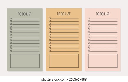 Cute paper notes. Stationary set. Scrapbook notes and cards.Printable planner stickers. To Do List note. Template for your message. Decorative planning element. Vector illustration.
