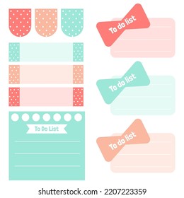 Cute Paper Notes. Stationary Set. Scrapbook Notes And Cards.Printable Planner Stickers. To Do List Note. Template For Your Message. Decorative Planning Element. Vector Illustration.