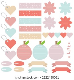 Cute paper notes. Stationary set. Scrapbook notes and cards.Printable planner stickers. To Do List note. Template for your message. Decorative planning element. Vector illustration.