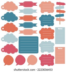 Cute paper notes. Stationary set. Scrapbook notes and cards.Printable planner stickers. To Do List note. Template for your message. Decorative planning element. Vector illustration.