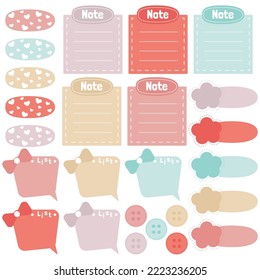 Cute paper notes. Stationary set. Scrapbook notes and cards.Printable planner stickers. To Do List note. Template for your message. Decorative planning element. Vector illustration.