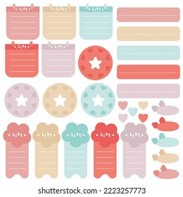 Cute paper notes. Stationary set. Scrapbook notes and cards.Printable planner stickers. To Do List note. Template for your message. Decorative planning element. Vector illustration.