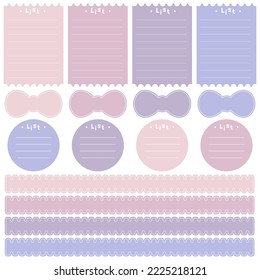 Cute paper notes. Stationary set. Scrapbook notes and cards.Printable planner stickers. To Do List note. Template for your message. Decorative planning element. Vector illustration.