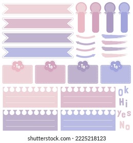 Cute paper notes. Stationary set. Scrapbook notes and cards.Printable planner stickers. To Do List note. Template for your message. Decorative planning element. Vector illustration.