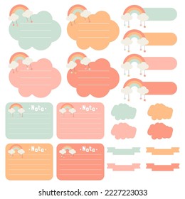 Cute paper notes. Stationary set. Scrapbook notes and cards.Printable planner stickers. To Do List note. Template for your message. Decorative planning element. Vector illustration.