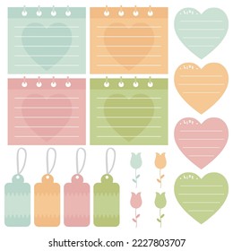 Cute paper notes. Stationary set. Scrapbook notes and cards.Printable planner stickers. To Do List note. Template for your message. Decorative planning element. Vector illustration.