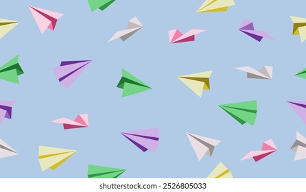 Cute paper planes pattern background vector design