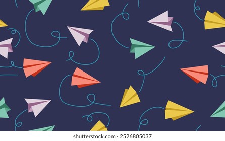 Cute paper planes pattern background vector design