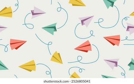 Cute paper planes pattern background vector design