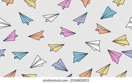 Cute paper planes pattern background vector design