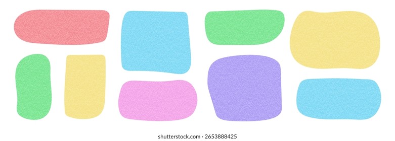 Cute paper quote bubble set. Rectangle irregular text box shapes with texture. Textbox hand drawn frame. Great for notes, social post, highlighting, label, planner decoration, infographic