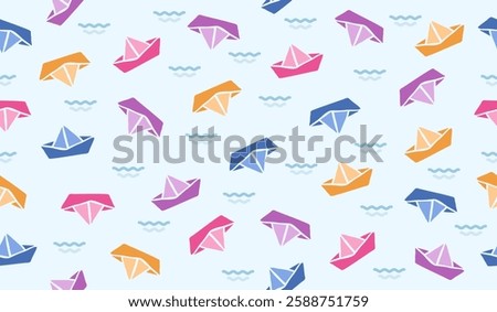 Cute paper ship pattern background vector design