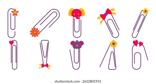 Cute Paperclip Vector Illustration Collection
